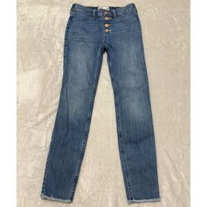 Abercrombie Kids High Rise Jean Legging Button Fly Denim Pants Girls Size 11/12